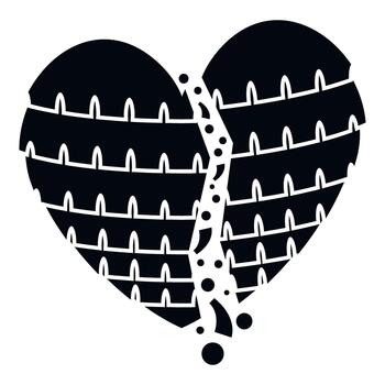 Broken heart icon with tire tread pattern concept vector