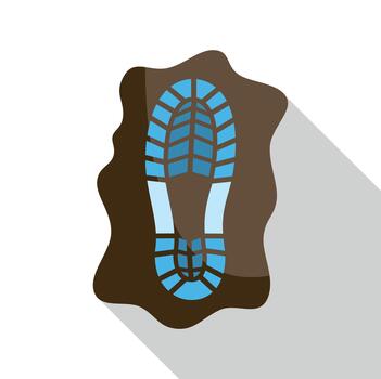 Muddy boot print leaving a track in soil vector