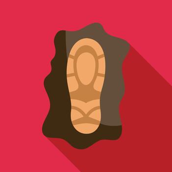 Footprint impression in mud with long shadow concept vector