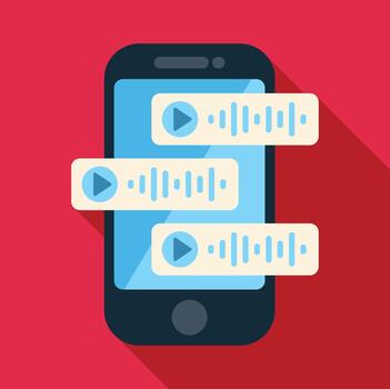 teléfono inteligente mostrando voz mensajes con audio formas de onda en charla vector