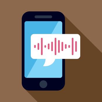 teléfono inteligente enviando voz mensaje demostración sonido ola barras vector