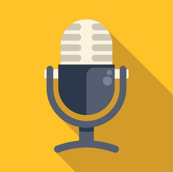 Retro microphone icon for podcasting and broadcasting vector