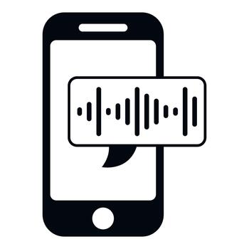 Smartphone sending voice message showing audio sound wave vector