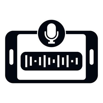Smartphone displaying voice message recording with sound waves vector