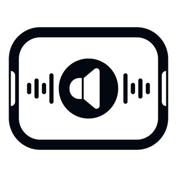 Tablet screen displaying sound waves and speaker icon vector