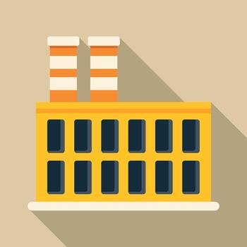Factory building with chimneys in flat design style vector