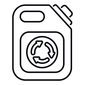 Jerrycan container showing recycling symbol outline icon vector