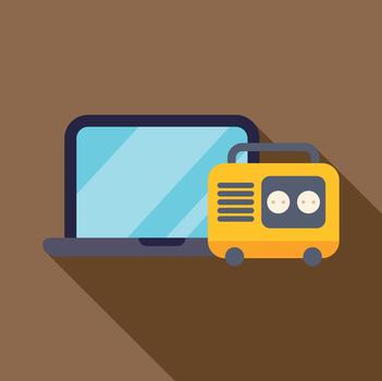 Portable generator providing power for a laptop computer vector