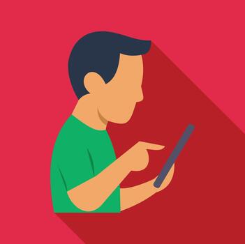 Person using smartphone for communication and social network vector