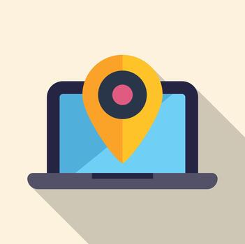 ordenador portátil mostrando ubicación alfiler para en línea navegación vector