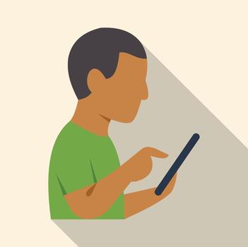 Man using tablet computer searching online content vector