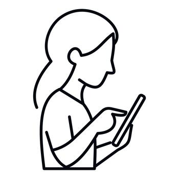 Person using smartphone tapping screen line drawing vector