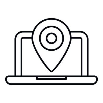 Laptop computer showing location pin icon technology vector