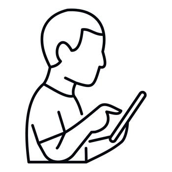 Child using tablet for digital learning and screen time vector