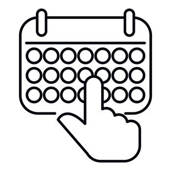 Hand touching calendar grid for scheduling appointment time vector