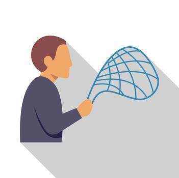 Person holding net for capturing concepts or data vector