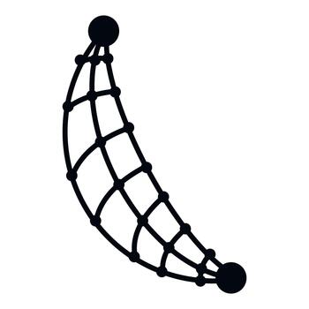 plátano malla red icono con negro contorno y puntos vector