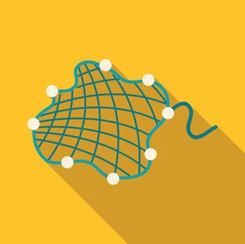 pescar red línea icono con largo sombra vector