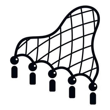 Decorative valance with mesh pattern and hanging tassels vector