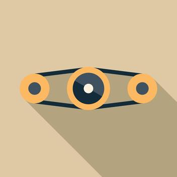 Timing belt with gears mechanism flat design icon vector