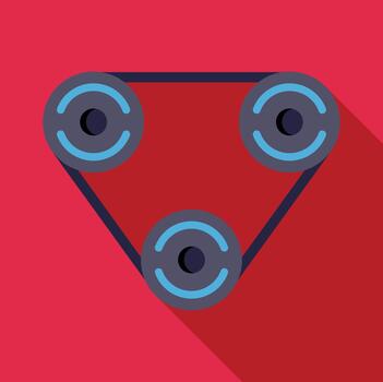 Timing belt mechanism with three pulleys forming triangle vector