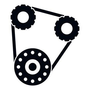 Timing belt system with gears and pulley mechanism vector