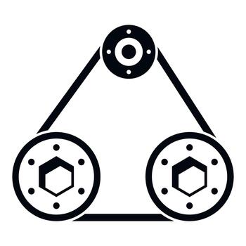 Timing belt system icon showing mechanical engineering vector
