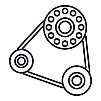 Engine mechanical timing belt system line icon vector