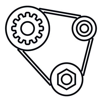 Engine timing belt distributing power between pulleys vector