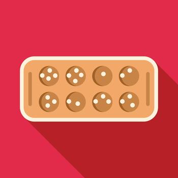 Mancala board game icon with seeds and flat design vector