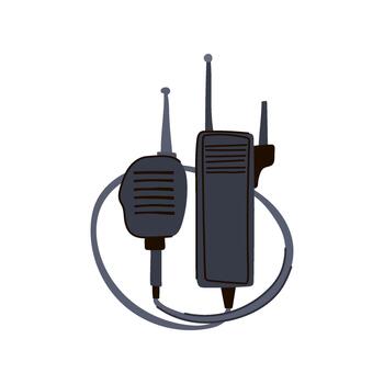 Two way radio with speaker microphone communicating concept vector
