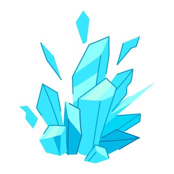 Blue ice crystals shattering and exploding into fragments vector