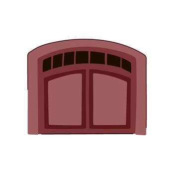 Garage door creating entrance to building structure vector