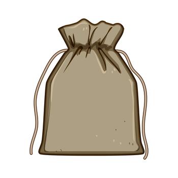 Drawstring sack icon containing precious items vector