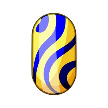 Artificial nail displaying abstract yellow blue pattern vector