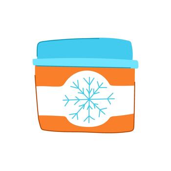 Ice cream container with snowflake packaging design vector