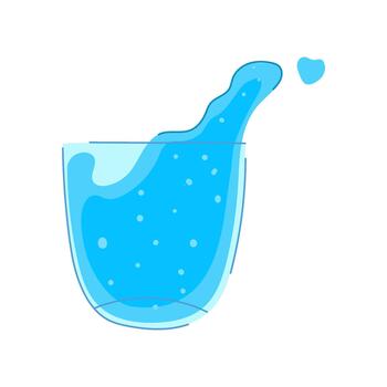 Water splashing from glass creating a heart shape drop vector