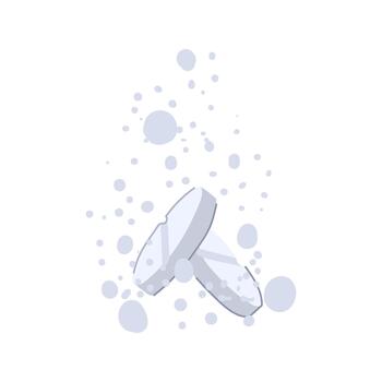 Effervescent tablets dissolving generating bubbles for fast relief vector