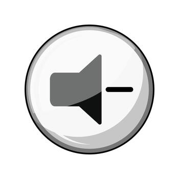 Digital button icon representing lowering audio sound volume vector