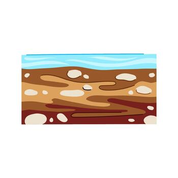 Underground soil layers displaying earth structure with water vector