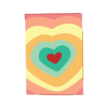 Retro rainbow color heart shapes pattern background vector