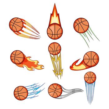 Dynamic basketballs showing motion with speed effects set vector