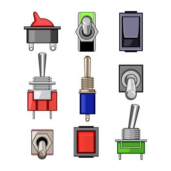 Electrical switches set representing power control functionality vector