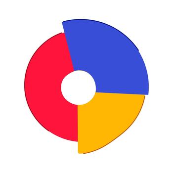 Circular pie chart illustrating data analysis and statistics vector