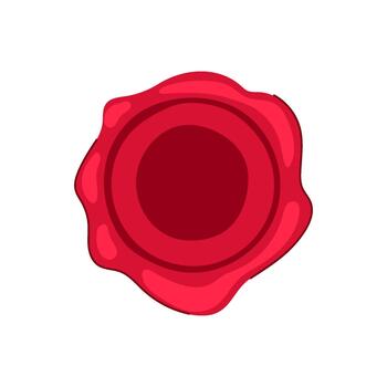 Red wax seal representing official document approval and security vector