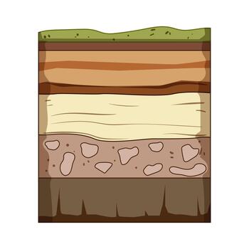 Soil layers cross section showing ground horizons and bedrock vector