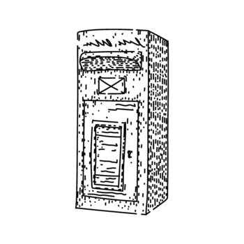 Public mailbox drawing representing mail communication system vector