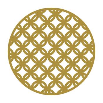 Japanese shippo tsunagi pattern creating a golden circular emblem vector