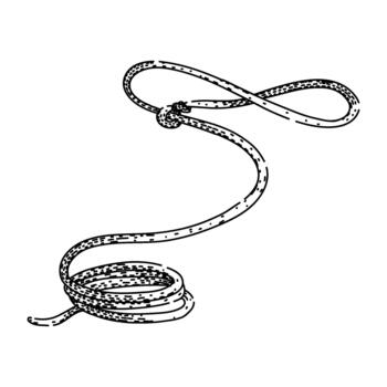 Lasso rope forming loop and coiled length vector