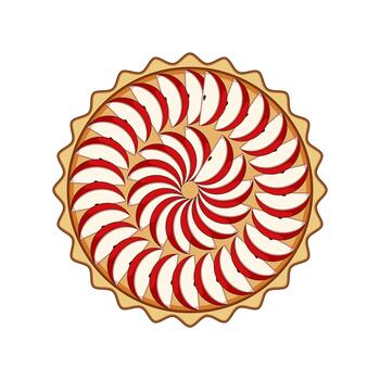 Apple pie with sliced fruit pattern top view vector